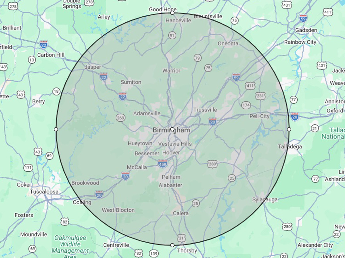Homepro-Birmingham service area &mdash; Birmingham and surrounding communities, Alabama